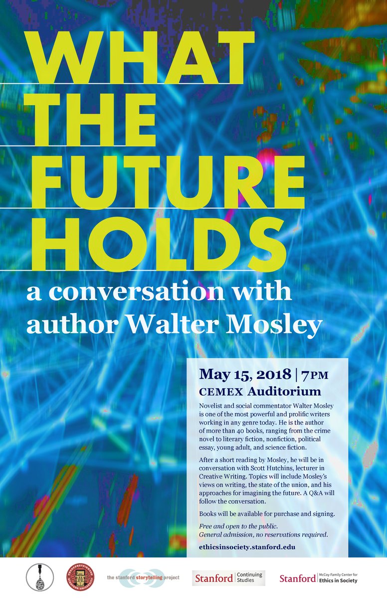 StanfordF200's tweet photo. Today at 7 pm in CEMEX - What the Future Holds: In Conversation with Walter Mosley. After a short reading, Mosley will be in conversation with Mia Birdsong on his views on writing, the state of the union, and his approaches for imagining the future. https://t.co/hqNcWDd8OV https://t.co/R2DArKv1Z7