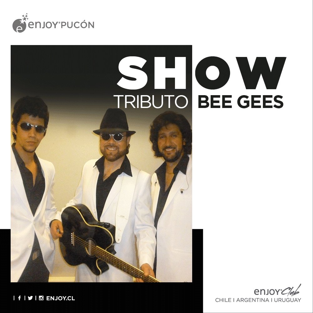 ¡No te lo pierdas! Fiebre de sábado, en #EnjoyPucón junto al tributo de una de las más exitosas bandas británicas de la historia: BEE GEES. 
Este 19 de mayo ven a disfrutar con nosotros🕺
Música y entretención desde las 22:00 horas, sólo con tu entrada al casino