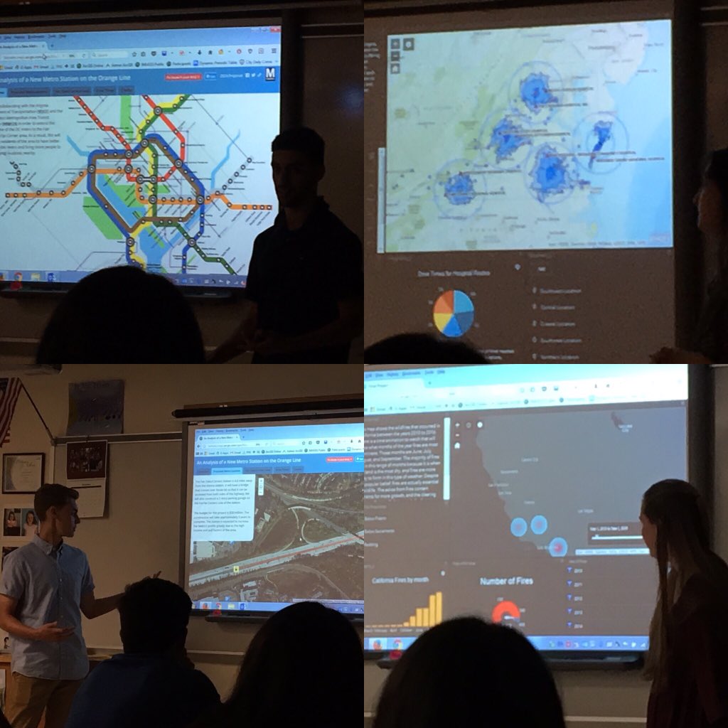 Ss show off their GIS skills in final presentations -- rationale for a new Metro stop, charting forest fires. Quite impressive! #fhsproud