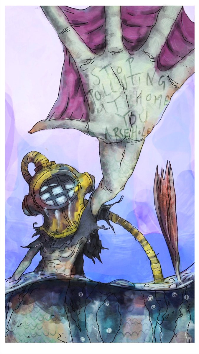 Kercal's tweet photo. #Mermay #contest @AdobeDrawing. Drawn on iPad Mini with #Sensu brush, #AdobeSketch, #Lightroom and #Eazel + yummy @kyletwebster brushes natch. https://t.co/BuaA7tD53M