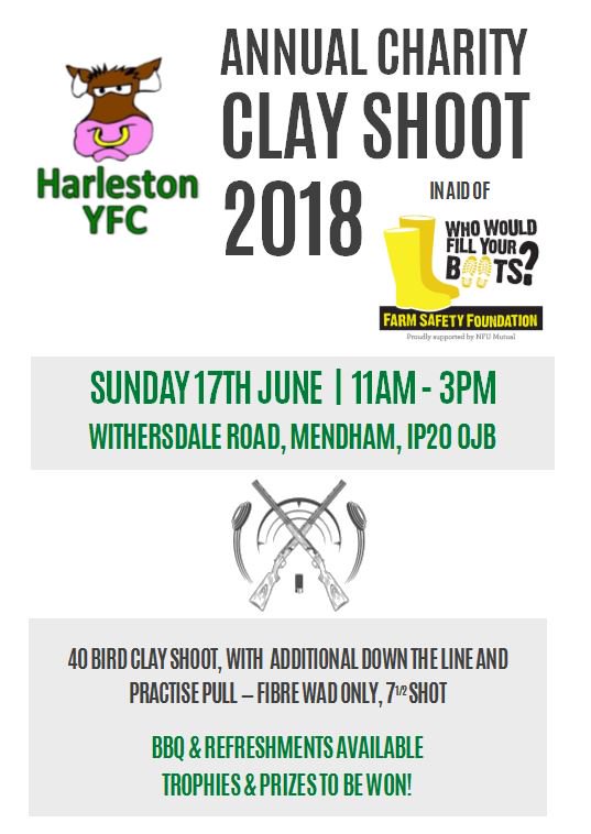 Our Annual Charity Clay Shoot takes place on Sunday 17th June! All proceeds go to <a href="/yellowwelliesuk/">Farm Safety Foundation</a>, our chosen charity for 2017/18. Treat your family to a day out on Father's day! <a href="/NFYFC/">NFYFC</a> Full details on our Facebook event --> facebook.com/events/1993969…