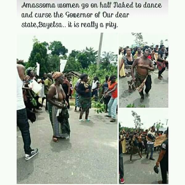 Ehren_NG's tweet photo. Yesterday 14th, May 2018. Women of Amassoma, Wilberforce Island, Bayelsa State. Riot nude raining curses on Governor Seriake Dickson. https://t.co/Op8UOJ7R83