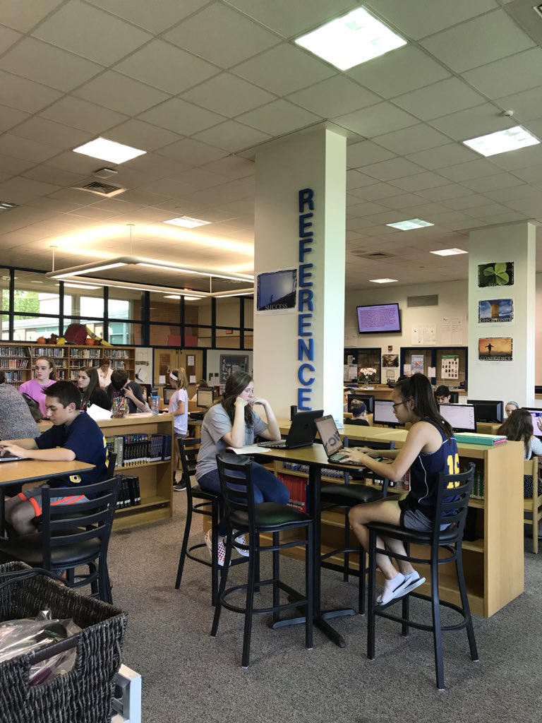 TamanendLibrary's tweet photo. Journey team in the library for double periods to continue researching their HPOY- Historical Person of the Year!7th grade loved the Noodle-tools Screencasts! #ReitzandVitaccoRock! #cblibraries https://t.co/UDAeDTSjX3