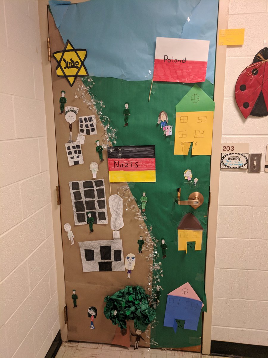 cheri_hart's tweet photo. So proud of 5H's mystery door committee! They designed and created this amazing door decor for Westmere's annual mystery door hunt. Thanks @Jenroybook for the Yellow Star story which sparked the inspiration. @GuilderlandCSD #WesGrows #GuildLearns #readingchangeslives https://t.co/xaymPKkDnP