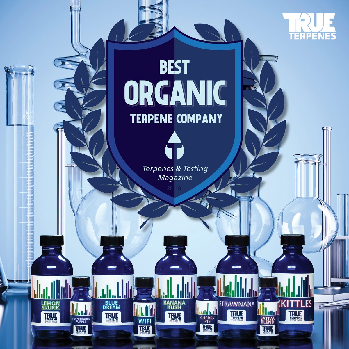 Congrats to @TrueTerpenes for winning the #TerpWorldCon2018 Best Organic Terpene Company! Learn more about them in the next issue of #TerpenesandTestingMag available now!