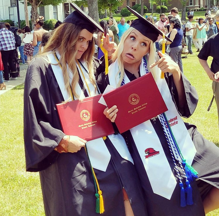 _pep5's tweet photo. Two B’s buzzed their way to their Bachelors. How did we do it? The world may never know. ❤️😂 https://t.co/livM6OtZnZ