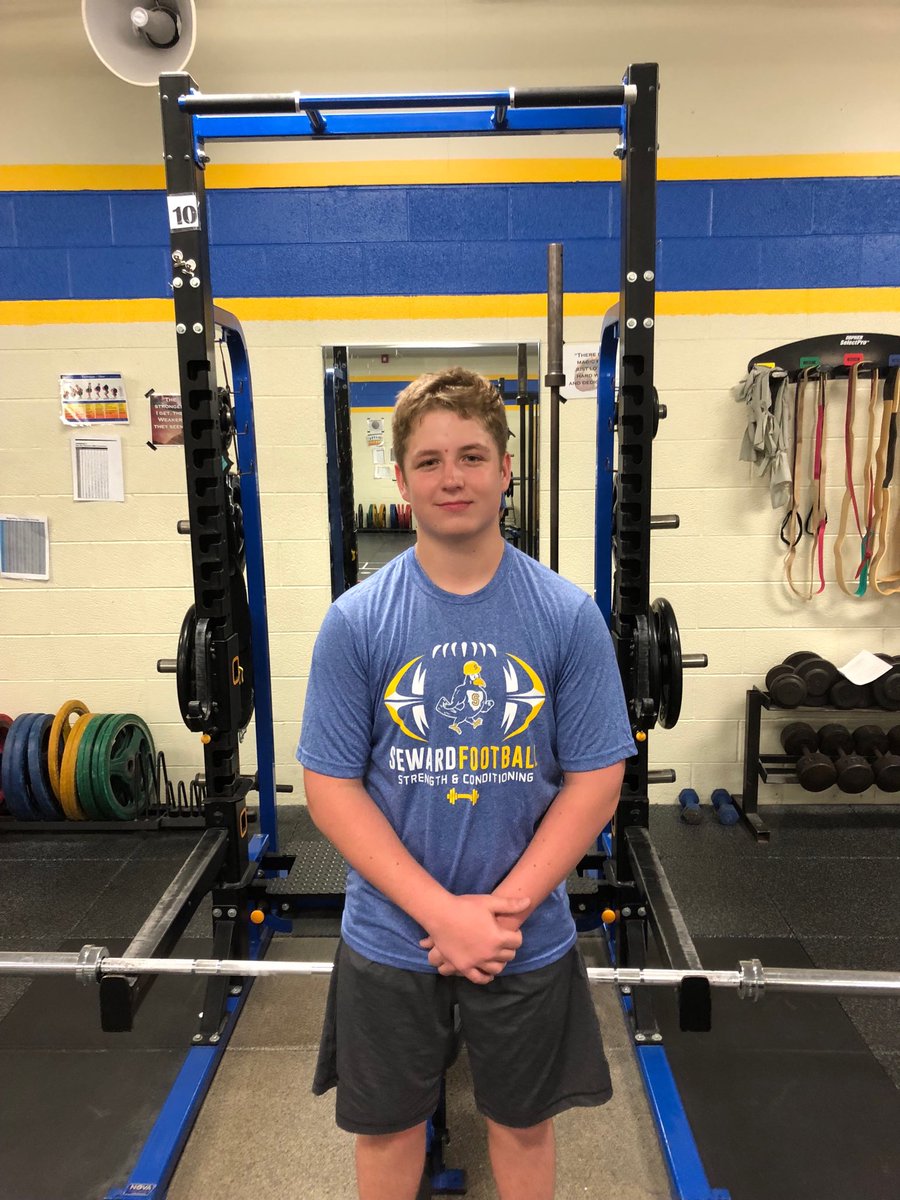 SewardFootball's tweet photo. Let’s Go!!!!  Another 8th grader hits 100 lifts this school year!!#Committed @Ruth23Trevor https://t.co/RiG8VAfZ58