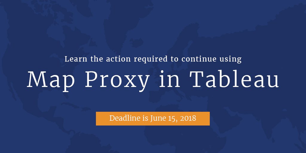 tableau's tweet image. Do you rely on the maps proxy and static firewall rules to access Tableau maps? 🌎 Make sure you take the following steps by June 15th: tabsoft.co/2wLV0sw