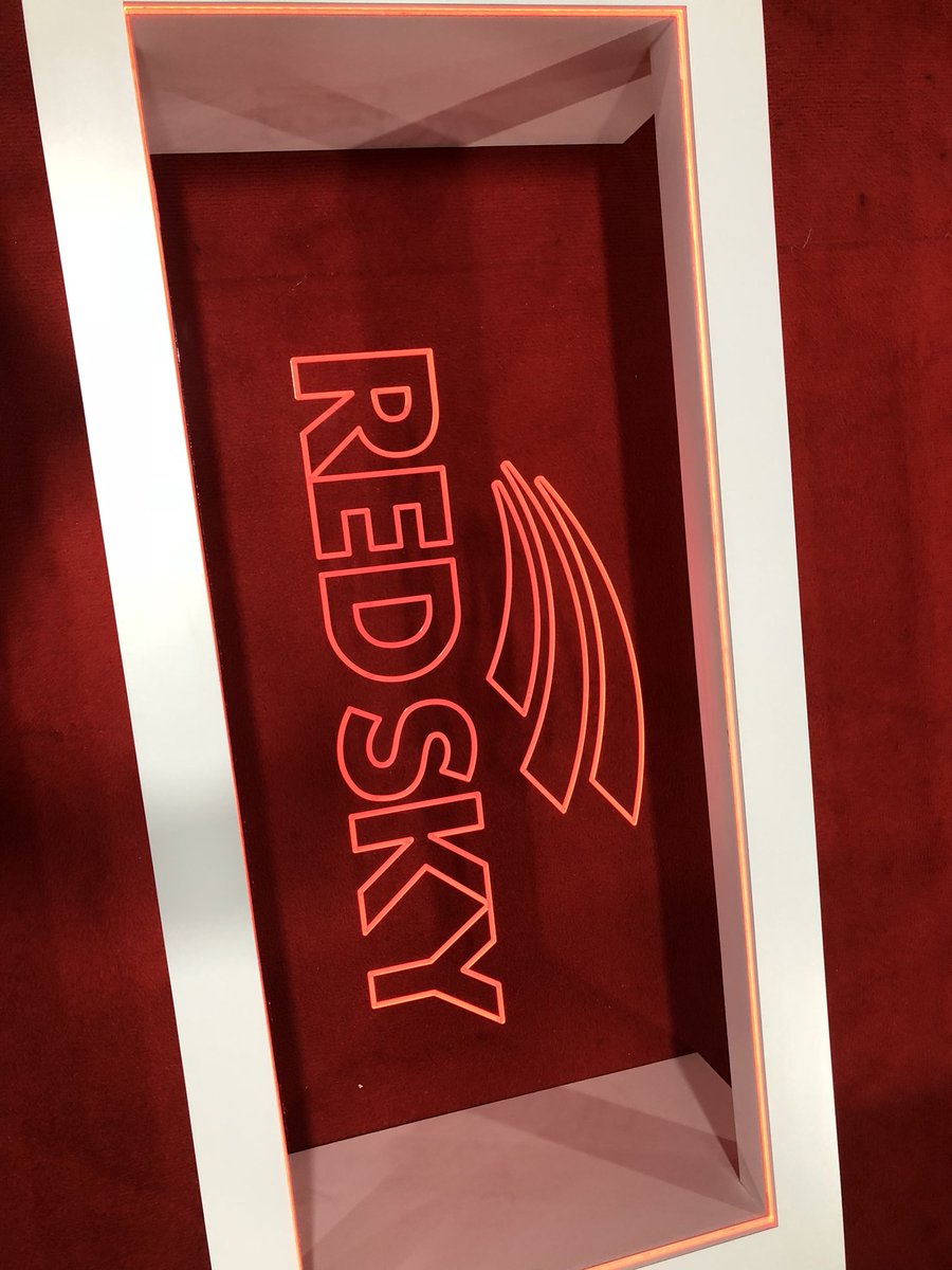 JMP_EBP's tweet photo. I’m in love with this backlit table of our @goredsky logo. It’s all snazzy and changes colors. #love #sneakpeak #rssc2018 https://t.co/roTu5uxt5U