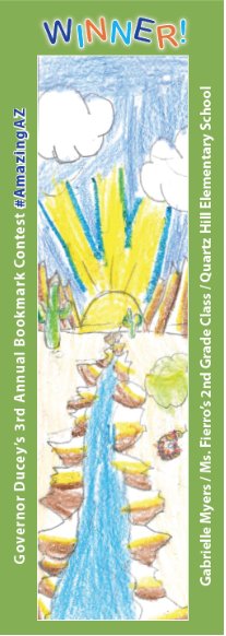 GPS_District's tweet image. Big congratulations to Gabrielle Myers, a 2nd grade student at Quartz Hill Elementary School, who has won the #amazingAZ bookmark contest run by @AZGovEducation