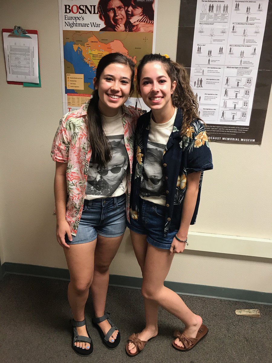 britishmia24's tweet photo. had to sport our favorite brit on hawaiian day ??? eh we made it work!! @george_ezra
#higclassof2018 https://t.co/EhXspO5htw