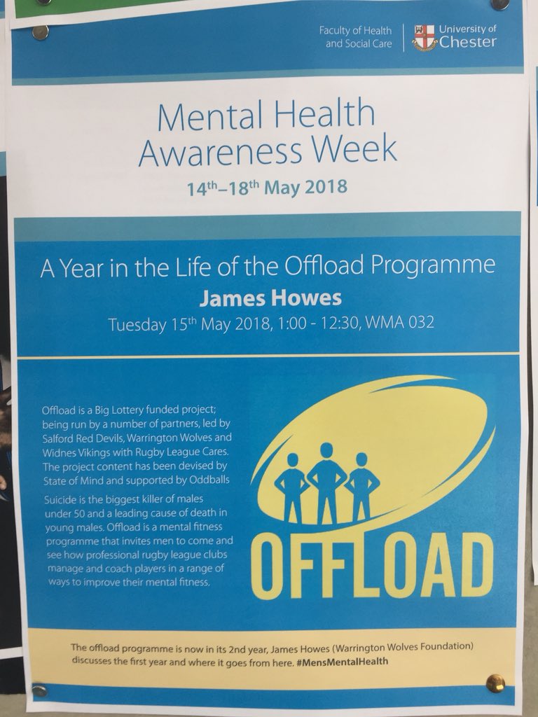 Joey_1979's tweet photo. Day 2 of #MentalHealthAwarenessWeek started with A Year in the Life of @Offload_RL at the @uochester with @deanmcshane123 @Lynds_Hill @JWallace1984 &amp; ended with a fantastic Life Balance fixture from @Iansmith2468 &amp; insightful @DementiaFriends with @steve_wire #mentalfitness https://t.co/pSqfwkbf9s