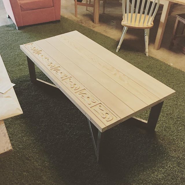 MakerLabsVan's tweet photo. Custom coffee table made for a client using a reclaimed front door. Sentimental caffeine rest now. https://t.co/YWBKt80Ym6