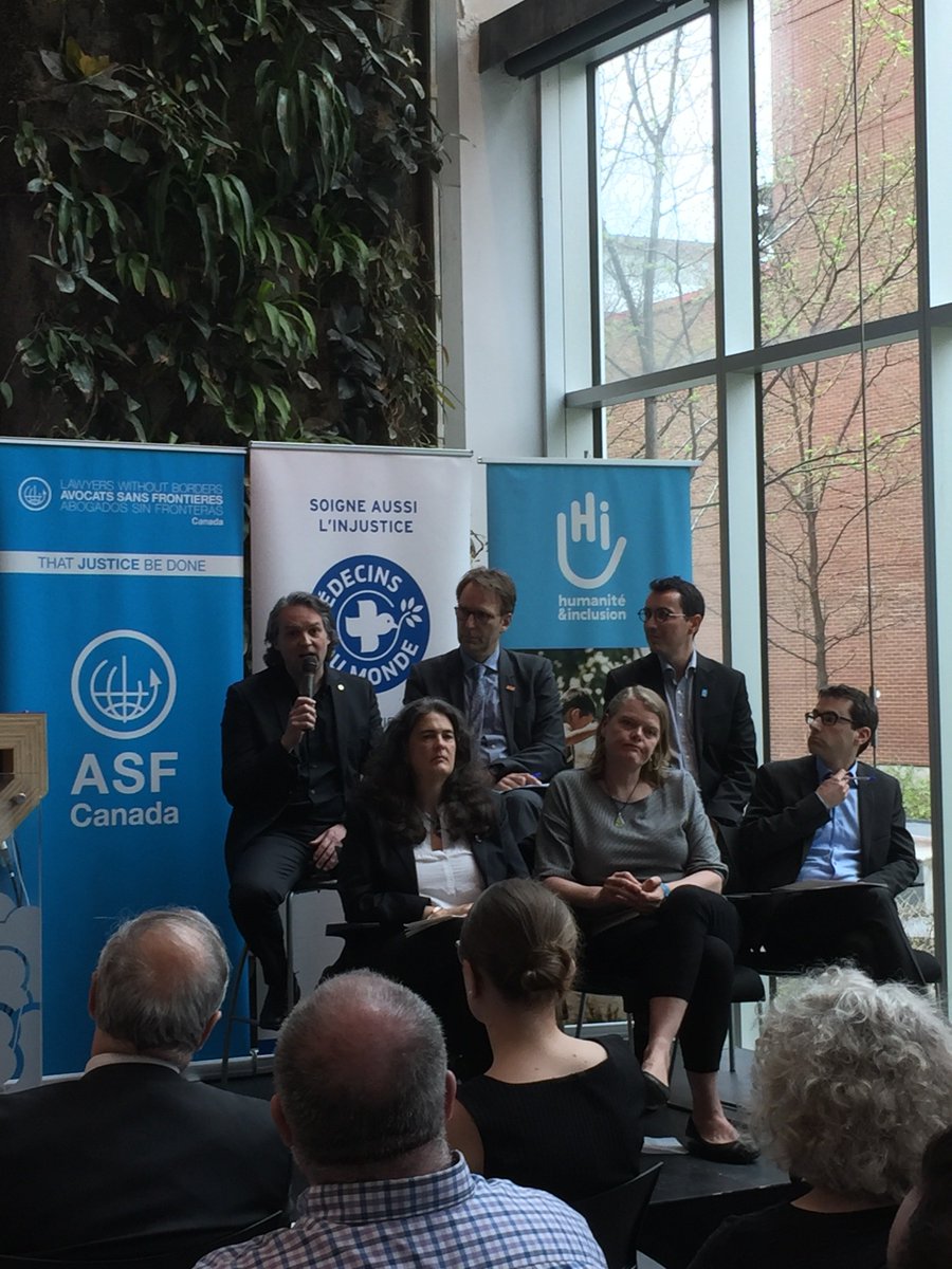MdMCanada's tweet photo. Notre président Dr Nicolas Bergeron s'est exprimé au rdv #ONG7 ce matin sur l'importance d'agir pour les 65 millions de personnes en déplacement forcé dans le monde afin qu'elles aient accès à une protection sociale et aux soins de santé @HI_Canada @g7 #G7Charlevoix @nbergeronMdM https://t.co/TlT7V0G4LJ
