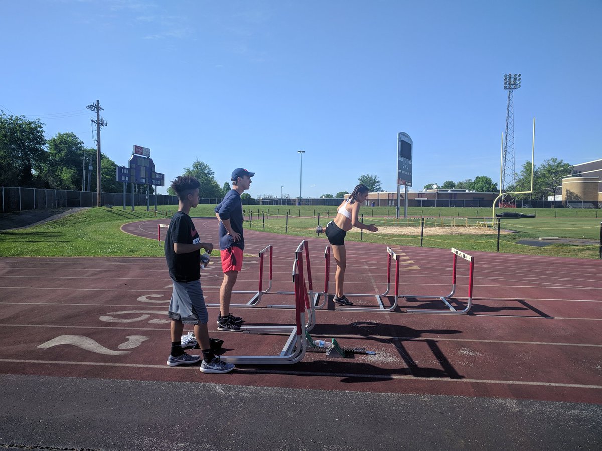 SraFlemister's tweet photo. BIG thanks to Blake Cleary, @Purple_Striders and @BGHSPurplesNews alumnus, for coming out and coaching some up and coming hurdlers! 💜💜💜 #GiveBack #CoachBlake @gacleary https://t.co/Pdi3D0C7QL