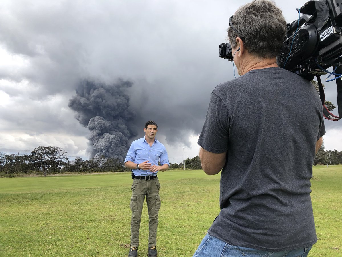 #KilaueaVolcano erupting right now. We’ve seen multiple eruptions the past few minutes. The latest coming up on <a href="/ABCWorldNews/">World News Tonight</a> with <a href="/DavidMuir/">David Muir</a>