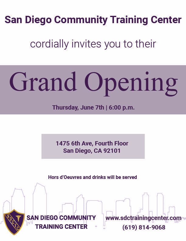 SDCTrainingctr's tweet photo. San Diego Community Training Center invites you to our Grand Opening 

For Additional information please email Hernan Martinez at hmartinez@sdctrainingcenter.com or Isabel Berdeja at iberdeja@sdctrainingcenter.com you may also call the school at (619) 814-9068 https://t.co/sE6y0LkvlZ