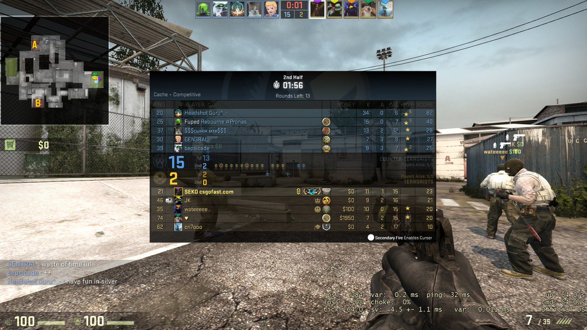 sekoidd's tweet image. good example why you should not play cs go without cheats until massive VAC waves 60-70% cheating in @FACEIT @ESEA and in MM #accountverification or this game will be totaly dead in 9 months time