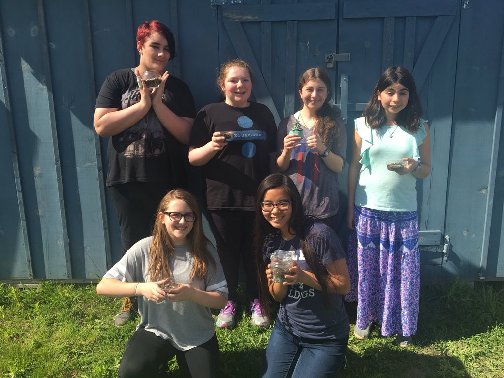 HBMSGreenhouse's tweet photo. Green Group was lucky enough to have Megan M (HB class of 2021) join us today to plant succulents. It was great to see you again, Megan! Thanks for your expertise and your jokes! Both were much appreciated! #hbmsgg https://t.co/9DWFMZqObY