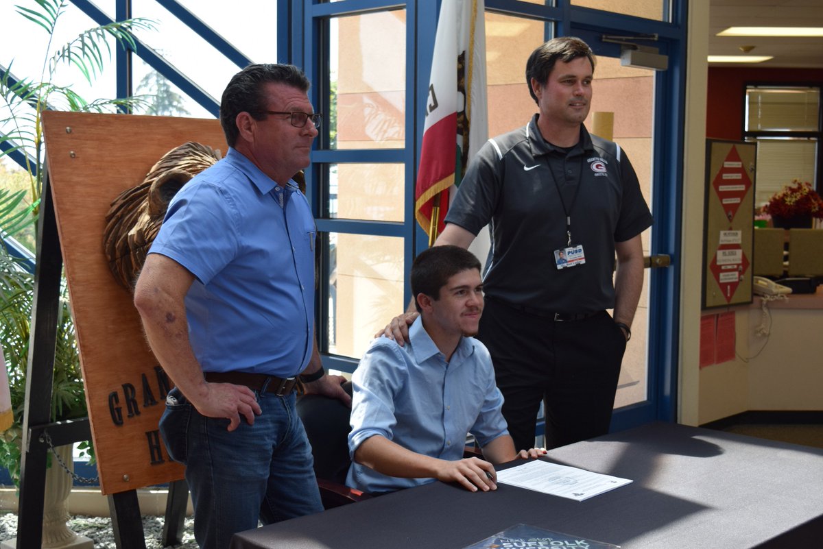 PortervilleUSD's tweet photo. Congratulations to Granite Hills High student-athlete Jonah Flores, who will be competing for the @gosuffolkrams track and field program next year. #porterville #portervilleunified https://t.co/yiViNV8jhS