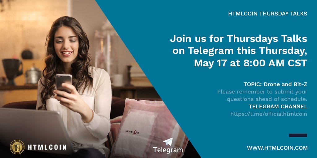 HTMLCOIN's tweet photo. The topic that was chosen for @htmlcoin Thursday Talks is 'DRONES AND BIT-Z'. For more information visit: https://t.co/kFzvo9Ksn2 https://t.co/UpEj5IT7x8