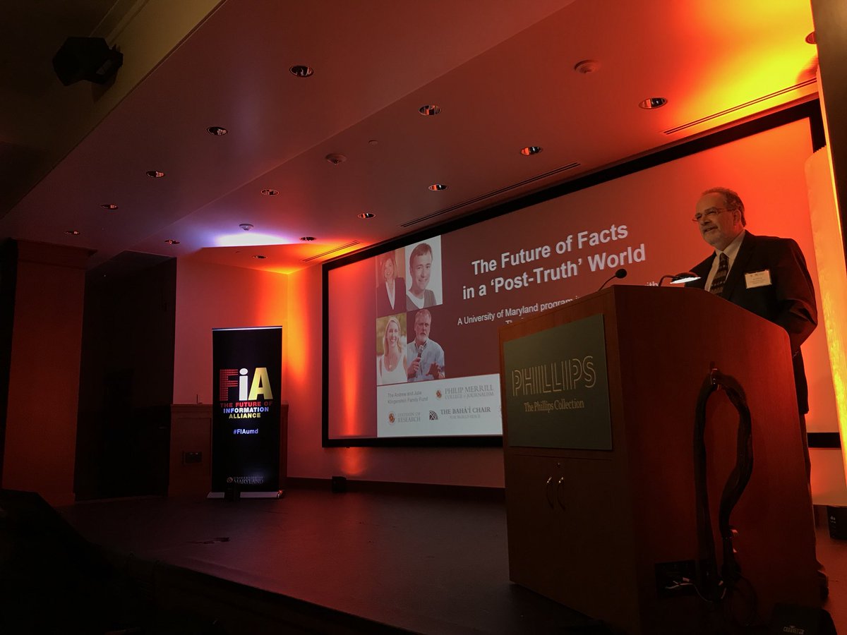 merrillcollege's tweet photo. Our @ichinoy, director of the Future of Information Alliance, introducing an important conversation tonight at @PhillipsMuseum: The Future of Facts in a “Post-Truth” World. #FIAumd https://t.co/ghahK8kNve