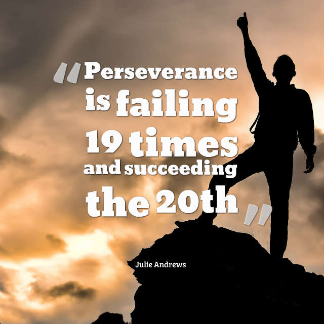 One_Founder's tweet photo. "Perseverance is failing 19 times and succeeding the 20th" - Julie Andrews #entrepreneurs #perseverance #FoundersOnly #inspiration https://t.co/Wq5BUTL5Qa