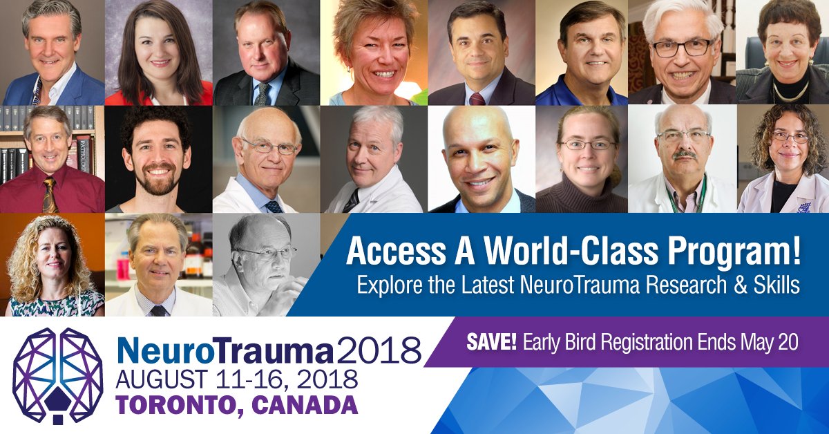 NeuroTrauma18's tweet photo. Experience a comprehensive educational program! Attend 6+ plenary sessions, 100+ presentations, and 500+ poster presentations. Gain perspectives on topics such as; In Vitro Models, Nerve Injury, Spinal Cord Injury, and Traumatic Brain Injury.  https://t.co/XpdxuapMMY https://t.co/8bxMyUo4Hj
