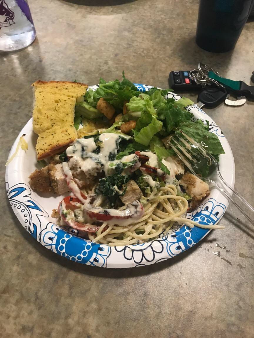 YCPWLacrosse's tweet photo. Cookoff Dinner #1: Pasta Bar and Angel Food Cake topped with whipped cream and strawberries ๐๐ฝ๐ Stay tuned for tomorrowโs entree and see who the winner is!! #LetsGoYork #cookoff2018 https://t.co/3KZeFrvaSM