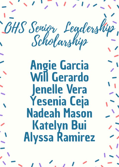ohs_jackets's tweet photo. Congrats to our seniors who were awarded the inaugural “Student Leadership Scholarship” from the 2018 Senior Class! They will be recognized at next week’s Senior Awards Night. https://t.co/Wkk0ZErix0