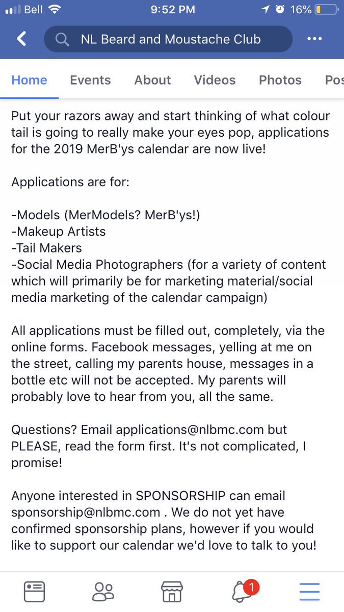 nl_bmc's tweet photo. So ya wanna be a MerB’y? Applications are open for a variety of roles in the 2019 calendar! Visit https://t.co/b9l0rxQh9N to apply! #nl #yyt https://t.co/xg64nRGYcK