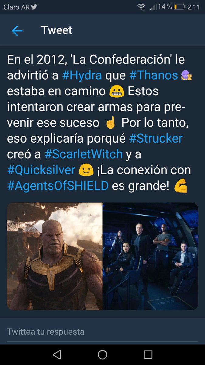 FacuuDi's tweet photo. No puedo vivir en un mundo donde no esté Wanda. #ScarletWitch #Thanos #AgentsofSHIELD #AvegersInfinityWar https://t.co/83pFiw2YKn