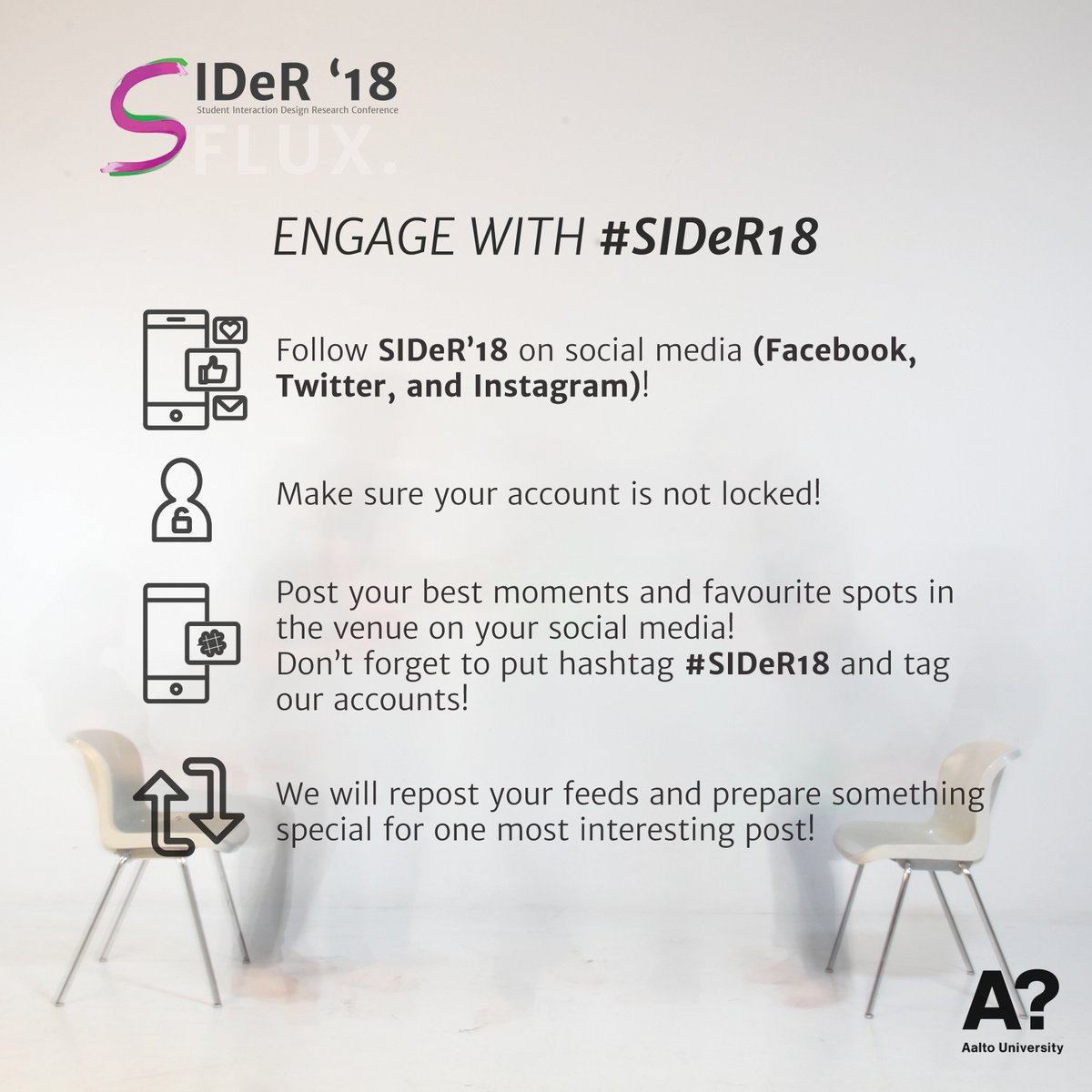 SIDeRIxD's tweet photo. #SIDeR18 is the 14th Student Interaction Design Research Conference which means that we are a growing community. Be a part of it and share your #SIDeR18 story with us by posting your experience and tagging us on social media! https://t.co/AlNS7SIbv9