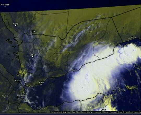 worldweather2's tweet photo. ⬅نشاط خليه رعدية امام سواحل #محافظة_ظفار الان..قد تلامس المناطق الغربية من #مدينة_صلالة خلال الساعات القادمة مع فرص للأمطار المتفاوتة..
#طقس_العالم https://t.co/HBi4giHBm3