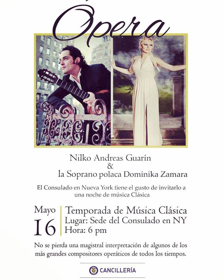 TODAY.OGGI.DZISIAJ
RECITAL IN NEW YORK 
Wednesday May 16, Nilko Andreas and Dominika Zamara New York, 6pm.
#concert #Opera #ClassicalMusic #NewYorkCity #USA #America