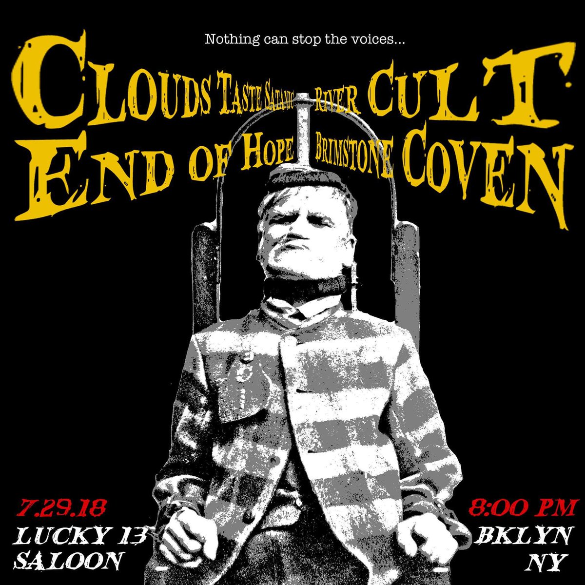 July 29th at #Lucky13 in #Brooklyn with #CloudsTasteSatanic #EndOfHope and @BrimstoneCoven #stoner #doom #nyc #heavy #rivercult @SatanicClouds