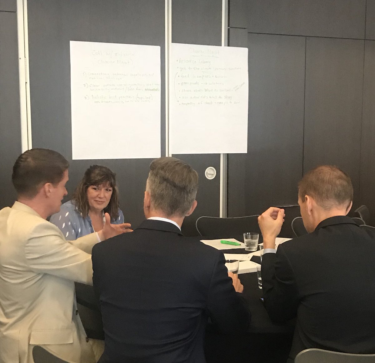 sheripalomaki's tweet photo. Inside and outside counsel collaborating on tough issues like RFPs, change management and tech solutions #legalops #LMAP3 #braintrusts getting it done https://t.co/FwcWAWFKi3