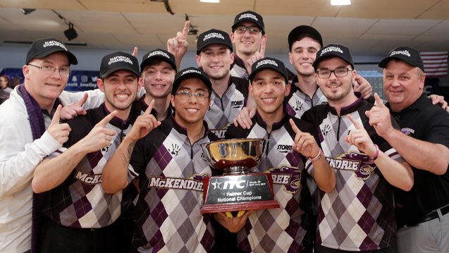 USBC's tweet photo. The McKendree men’s team claimed the Intercollegiate Team Championships title for the second time in three years, beating Robert Morris-Illinois in the final televised Tuesday on CBS Sports Network. https://t.co/28aQtEiYm3
#ITC #CollegiateBowling #AFutureForTheSport https://t.co/Oehcwj1rUQ