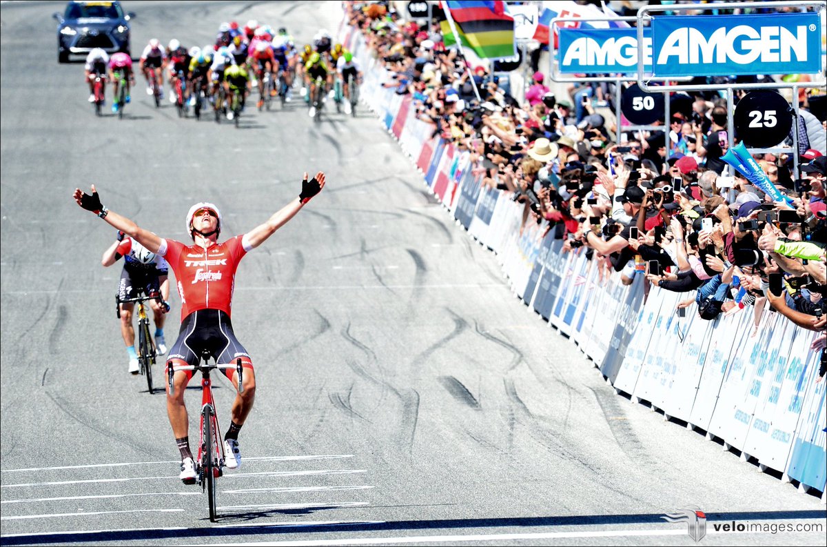 Tomashuuns's tweet photo. Incredibly happy to take a win at @AmgenTOC. Was a hard battle, but it wouldn't at all be possible without my @TrekSegafredo teammates and staff... as well as @toseanandbeyond! That kid deserved a win just as much https://t.co/Nw8yx9MCt3