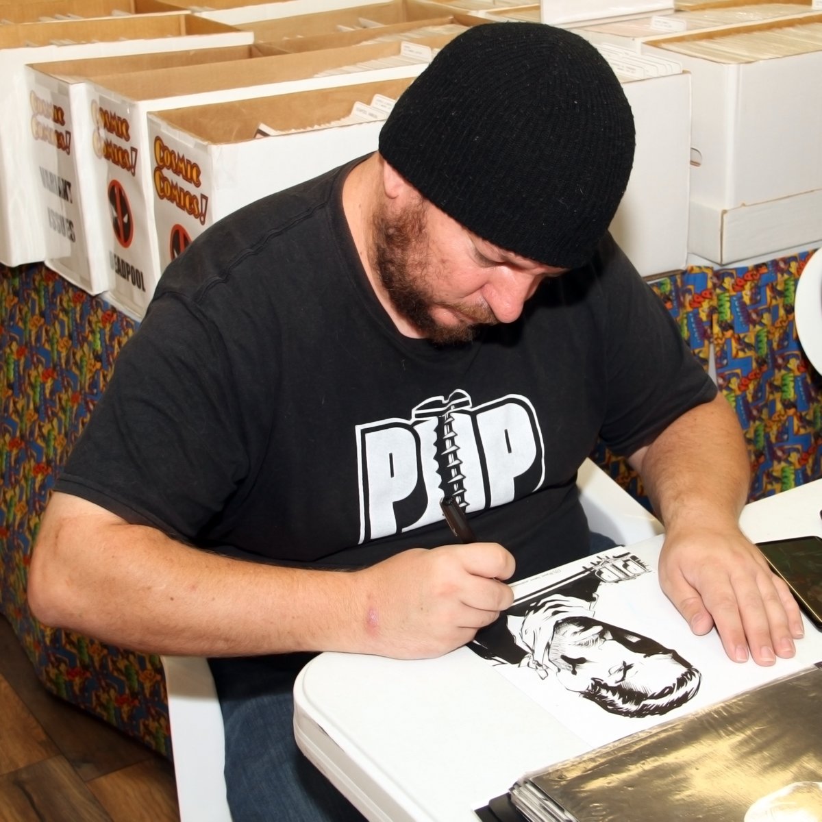 CosmicComicsLV's tweet photo. Speaking of #FreeComicBookDay, we'd also like to thank @CillianCubstead, @truenorth, @JamesLeeStone and #WalidAtshe from #PlotTwistPublishing for providing FREE sketches to our #FCBD2018 guests. Help us thank them by following their social media. https://t.co/cpZ6zsZBje