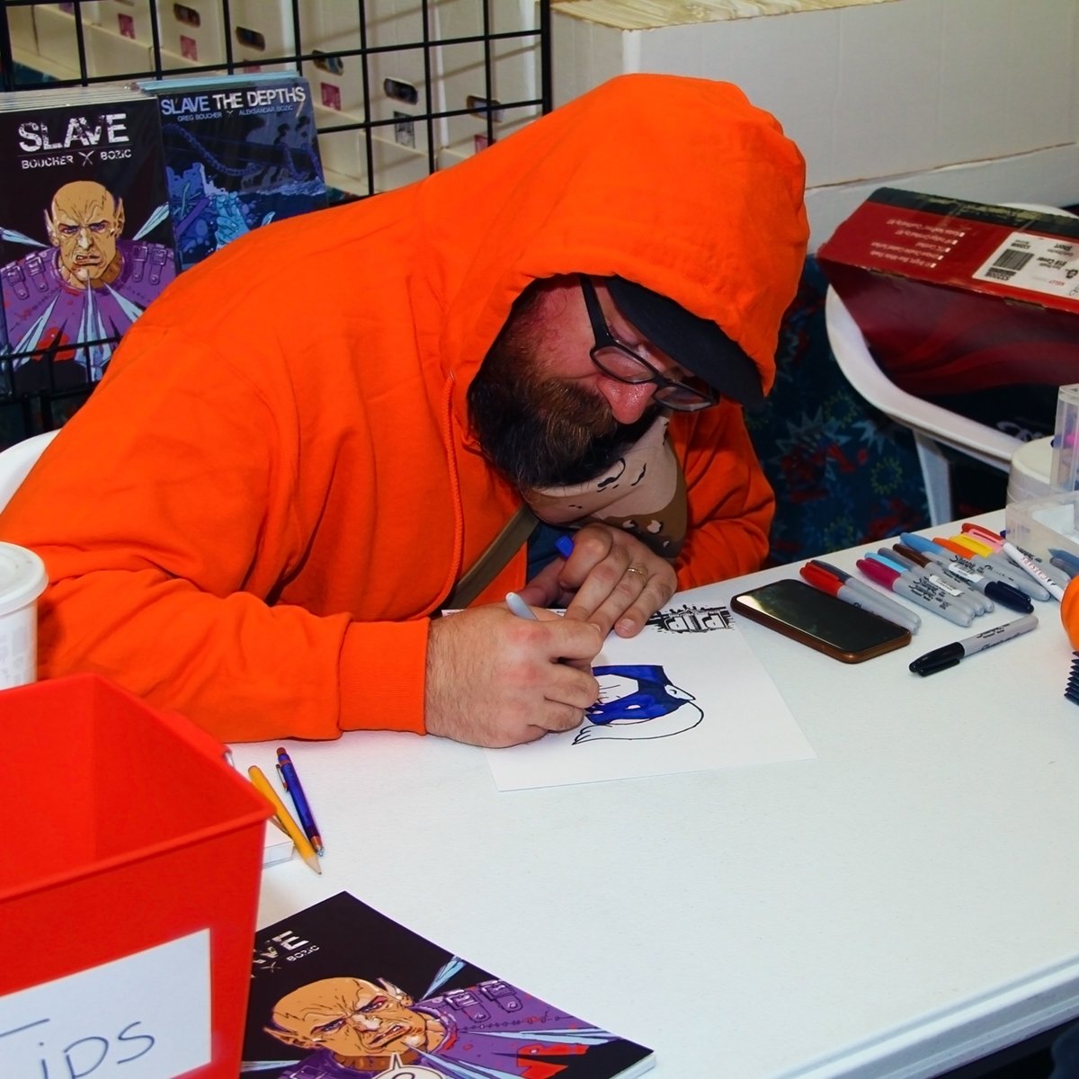 CosmicComicsLV's tweet photo. Speaking of #FreeComicBookDay, we'd also like to thank @CillianCubstead, @truenorth, @JamesLeeStone and #WalidAtshe from #PlotTwistPublishing for providing FREE sketches to our #FCBD2018 guests. Help us thank them by following their social media. https://t.co/cpZ6zsZBje