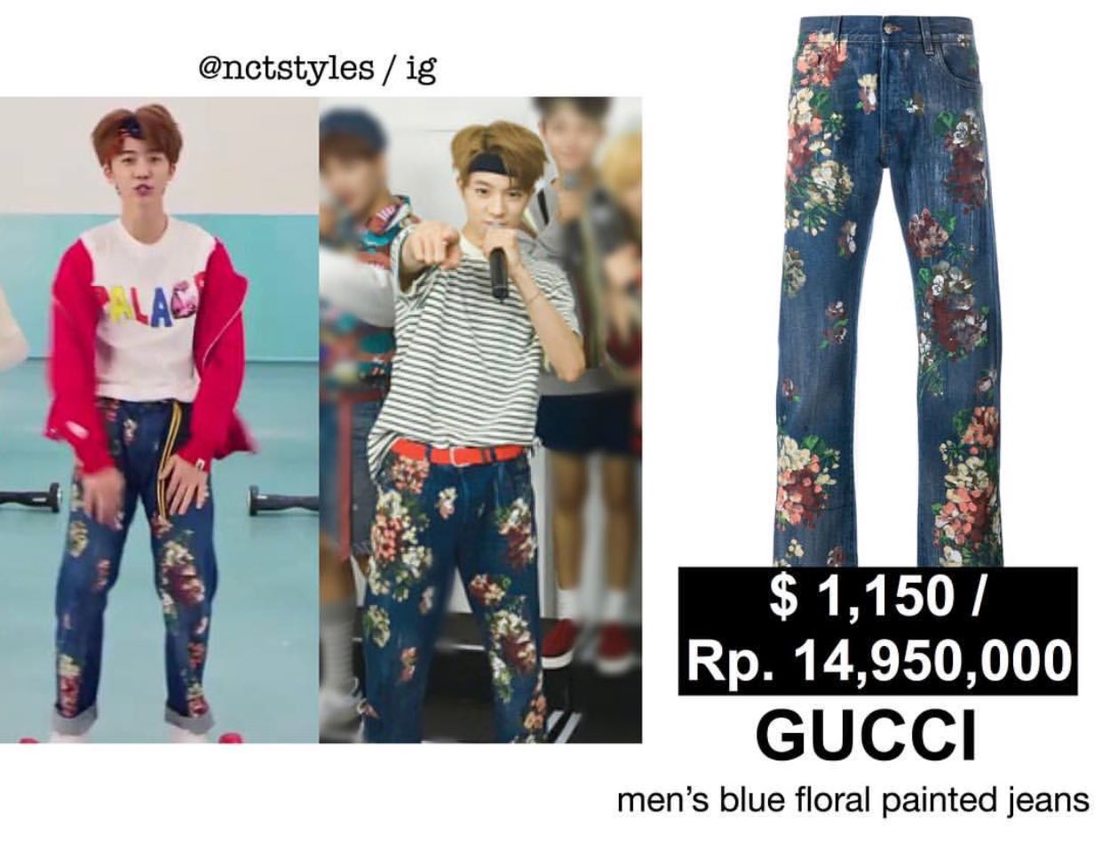 Gucci floral painted jeans sale
