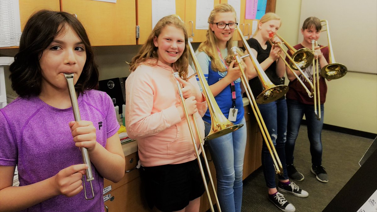 Tigerton MS trombone section and percussionist will be performing "Slideways" by Timothy Loest. This piece will be sure to make you laugh accompanied with hilarious sounds and entertaining performances.
Band &amp; Choir Spring Concert  Thursday, May 17th, 8:00 p.m. in the TIGER Gym