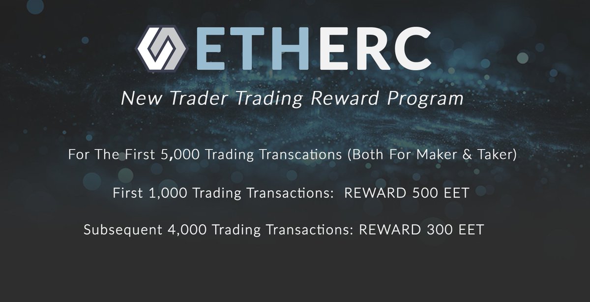 etherc_io's tweet photo. 👏👏👏We're excited to launch #ETHERC "New Trader Trading Reward Program". For the First 5,000 Trading Transactions On Our Exchange. For Both Maker &amp; Taker.🚀🚀🚀 #DEX #DecentralizedExchange https://t.co/bcUomdeuWO