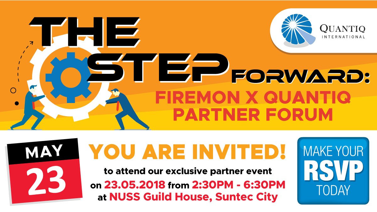 Quantiq's tweet photo. Hi there! @Quantiq Partner Forum Event on 23 May 2018. Come &amp; find out more about @FireMon and networking with us! Join us by making your RSVP now at here: https://t.co/XYtp3dWXif  #firemon #partnerships #event #protection https://t.co/wF4MaW08O3