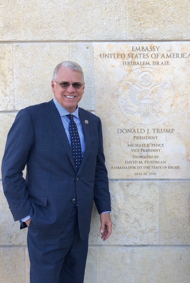 PastorMHayes's tweet photo. Boarding the flight home from Israel I reflect on the prophetic significance of Jerusalem being recognized as the Capital. The seal of the USA on the front wall of our newly dedicated Embassy assures that our nation will be blessed. “ I will bless those who bless thee...” https://t.co/9cZ6kacMaR