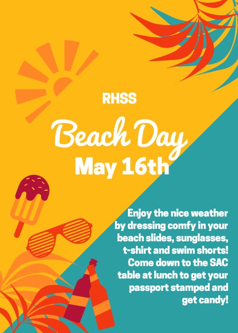 REMINDER THAT BEACH DAY IS TOMORROW!