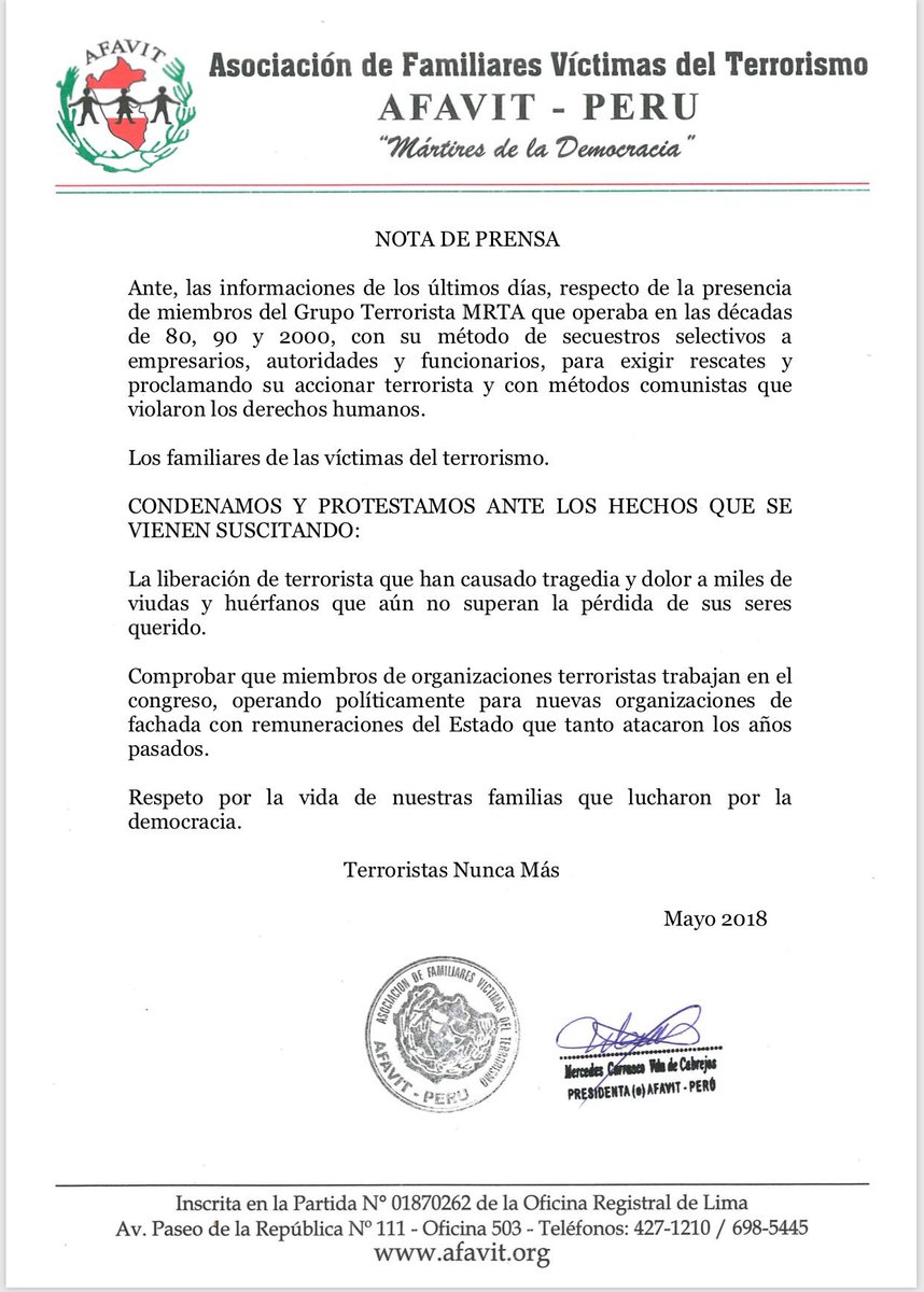 victimasperu's tweet photo. Rechazamos el Terrorismo en el Congreso de la Republica. https://t.co/Nqjmy9XZim