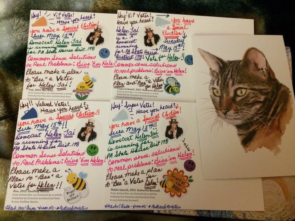 ASauer8's tweet photo. @kylegriffin1 So happy to have written these #PostcardsToVoters for #HelenTai !!! #GiveEmHelen !! Yay! ππ¨π«ππ https://t.co/Y6XJQwbP74