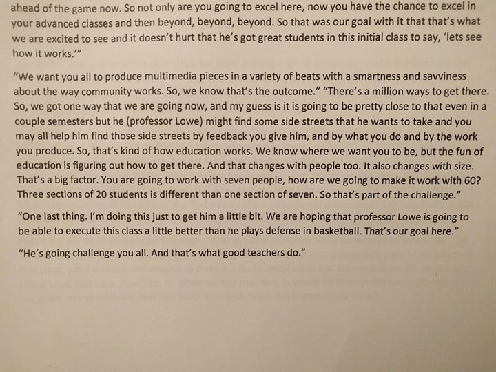 alexng_news's tweet image. According to @ProfSpiker, the Multimedia Reporting class at @UF will teach us to "produce multimedia pieces in a variety of beats with a smartness and savviness about the way community works." Can't wait to dive deeper into the curriculum this semester! #loweclass